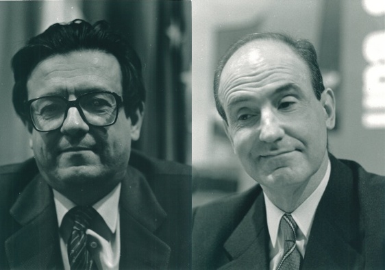 Miguel Herrero y Miquel Roca en una imagen de archivo del XXIX Congreso de la APE, celebrado en 1991