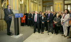 Miguel Ángel Noceda, ganador de la II edición del Premio "Carlos Humanes" de Periodismo Económico, durante su discurso de agradecimiento