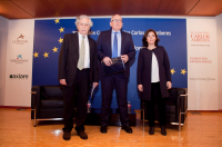 Miguel Ángel Aguilar, Frans Timmermans y Soraya Sáenz de Santamaría