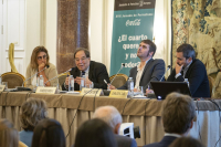 Un momento de la primera sesión: \"El periodismo y sus causas. ¿Ariete de las libertades o taquígrafo de la realidad?\"