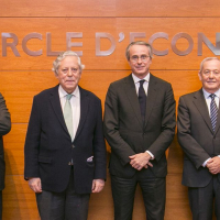 De izq. a dcha.: Miguel Ángel Aguilar, Carlos Solchaga, Javier Faus y Andreu Mas Colell